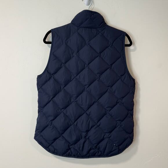 J. Crew Puffer Vest Equestrian Insulated Quilted Snap Pockets Navy Blue Medium - Picture 2 of 6